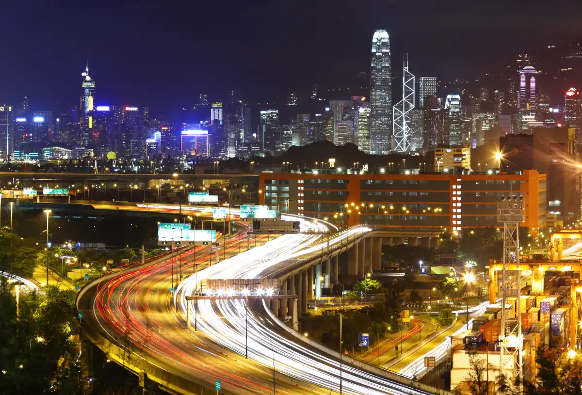 Modern City And Highway At Night